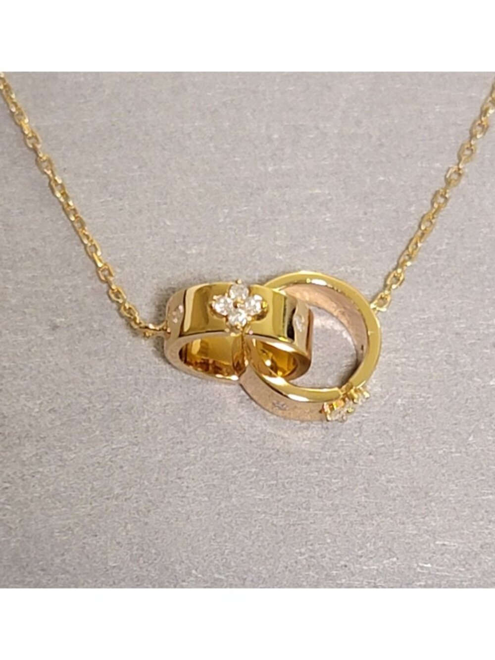 Moissanite Clover Necklace Gold Plated 925 Silver NWT GRA